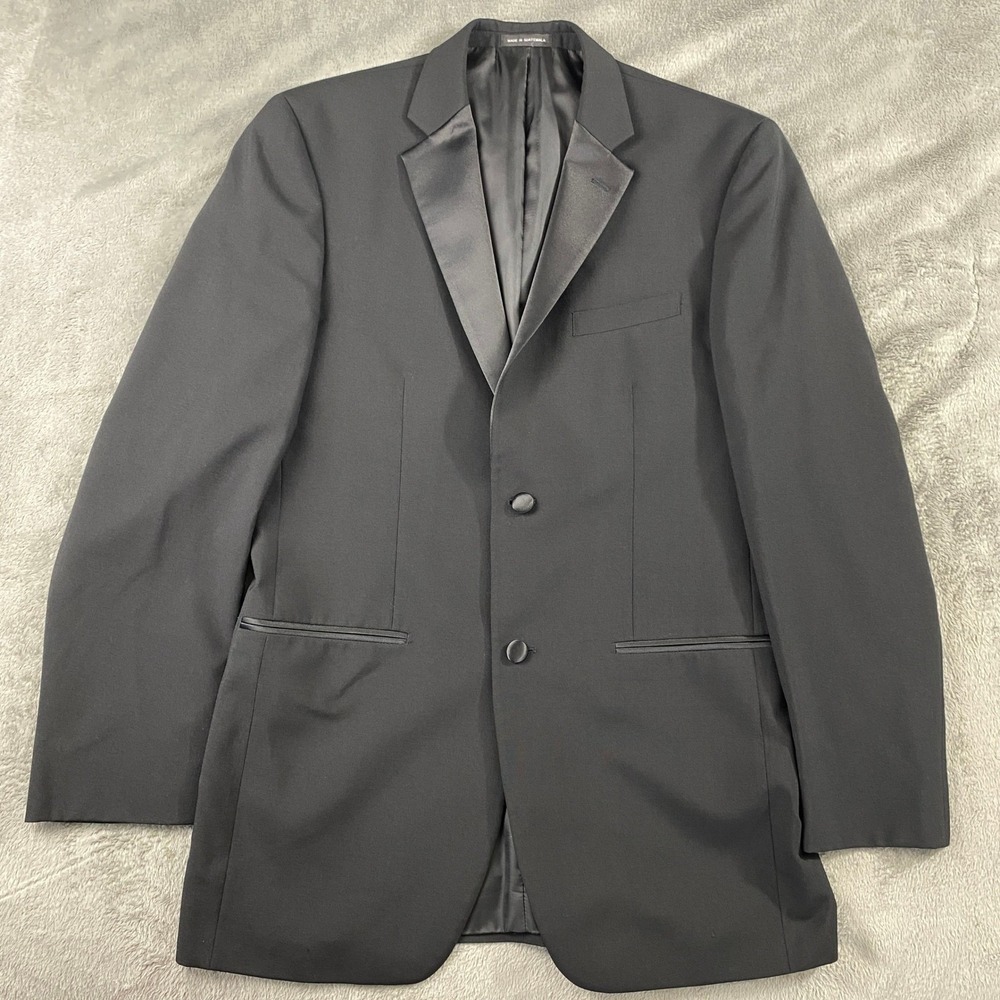 Neil Allyn Tuxedo Jacket Mens 38L Black 100% Wool‎ Peak Lapel 2-Button Formal